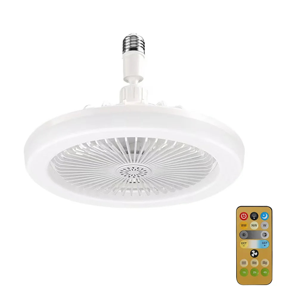 E27 3 in 1  Ceiling Fan Light with Remote Control Rotatable LED Lamp Converter Base for Bedroom Living Room Kitchen Home Decor