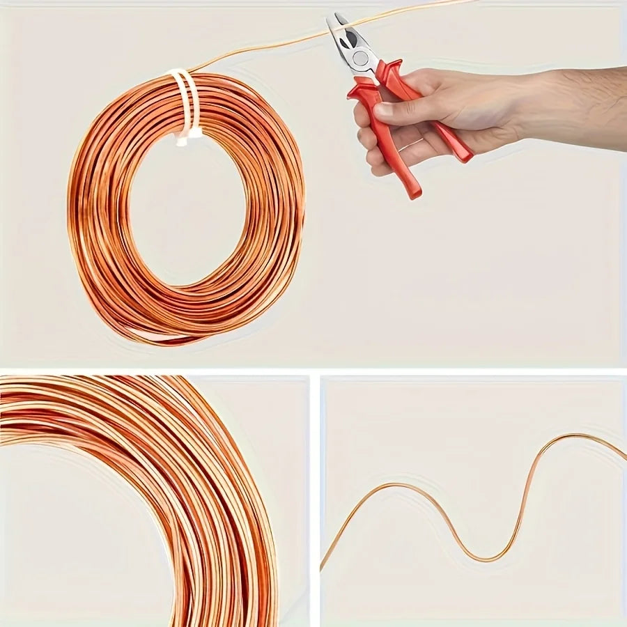 5m Length 2.0mm Pure Copper Wire 12 Gauge Bare Solid round Copper Length 16.4 Feet One Roll for Electronics And DIY Projects