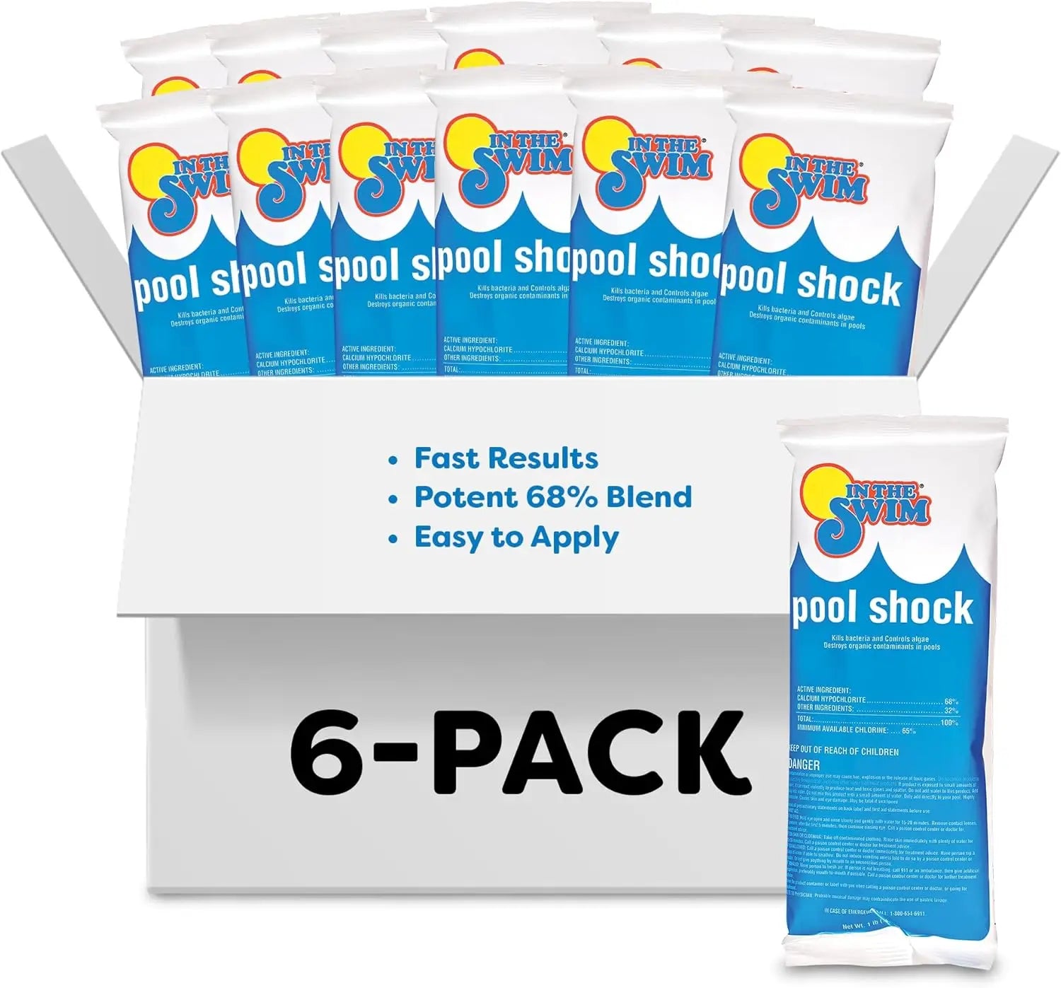 In The Swim Pool Shock 68% Cal-Hypo Granular Sanitizer For Crystal Clear Water Defends Against Bacteria Algae 6/12/24pack