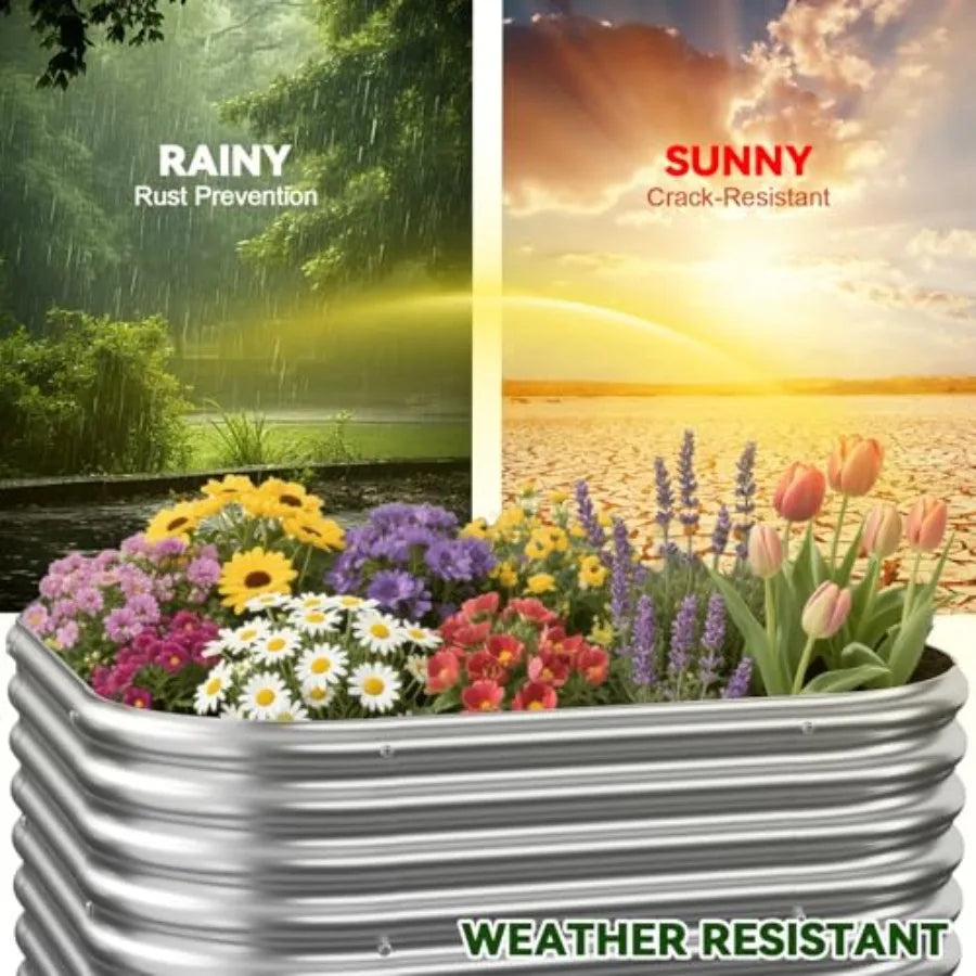 4 Pcak 2x2FT Raised Beds for Gardening Corrugated Galvanized Steel Raised Garden Bed Outdoor Metal Above Ground Garden Bed for