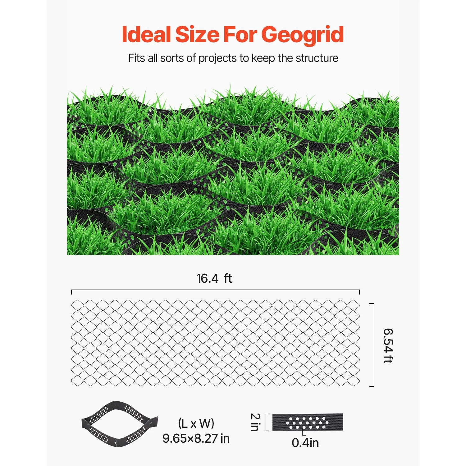 SucceBuy Gravel Grid 2Inch Depth 16.4x6.5FT/5000x1980mm 1880 LBS Per Sq ft Permeable Geo Grids Driveway Stabilization for Patio