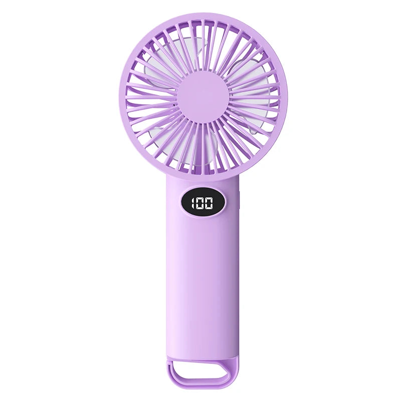 Handheld/Desk-Stand/Overhead Multi-Functional Small Fan with LCD Display and 6 Wind Speed Levels