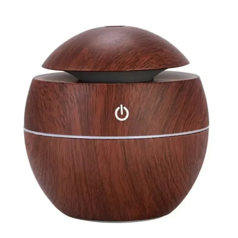 HOMEFISH Portable Mini Wood-Grain Spherical Desktop Air Humidifier Purifier Aromatherapy Machine for Home Large Capacity