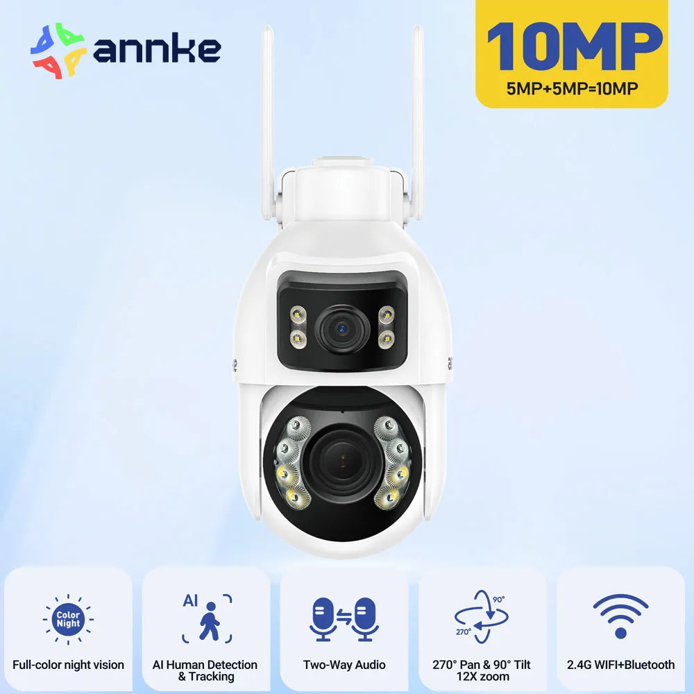 ANNKE 3 Inch 10MP PTZ Dual lens Smart WIFI camera Dual Lens Smart Home Security Wireless Alarm CCTV Surveillance Outdoor Camera
