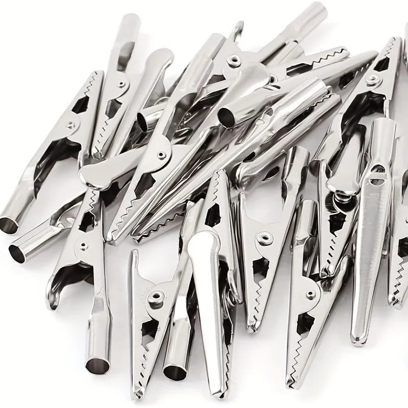 10pcs Metal Alligator Clip Spring Clamps Test Line Crocodile Clip Silver Tone Alligator Clips Nickel Plated Crocodile Clamps
