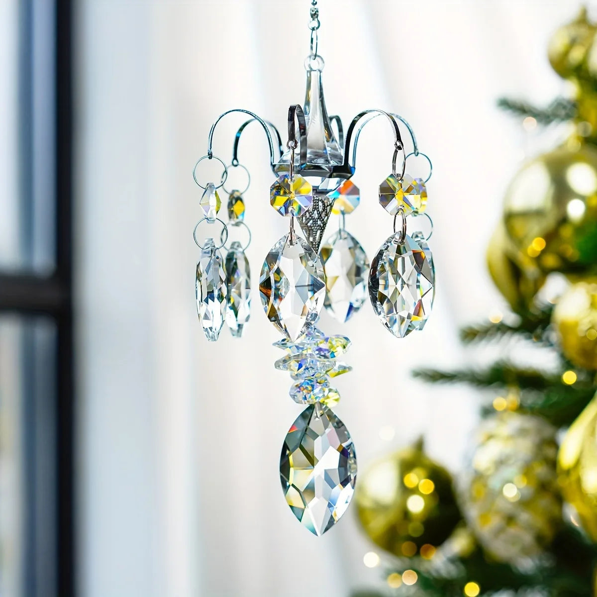 Crystal Sun Catcher Hanging Crystal Glass Suncatcher Rainbow Prism Suncatchers Window Balcony Garden Outdoor Crystal Decoration