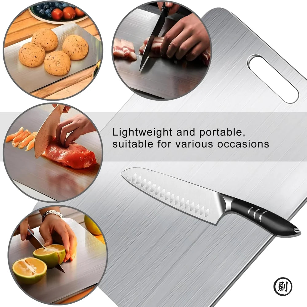 Portable Double Sided Titanium Cutting Board – Food Grade for Kitchen, Chopping Meat & Fruits, Rustproof
