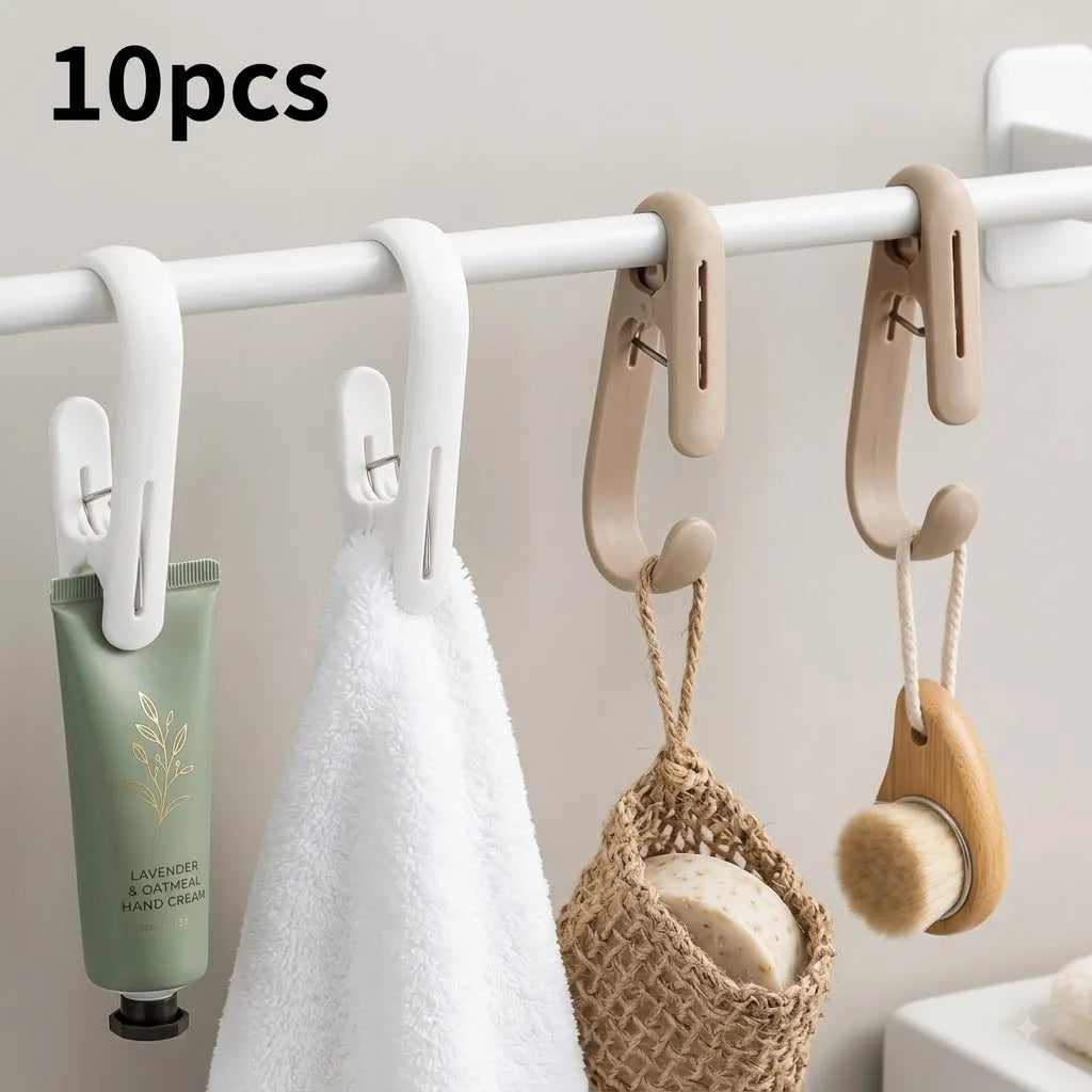 Multi Purpose Plastic Clamps Portable Hanging Hooks Clips Home Kitchen Bathroom Towel Curtain Storage