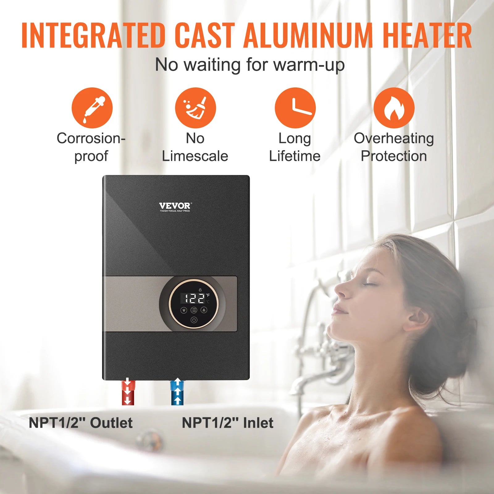 SucceBuy Instant Water Heater 8/13.8/18kw On Demand Electric  Water Boiler Digital Temperature Display & Easy Installation