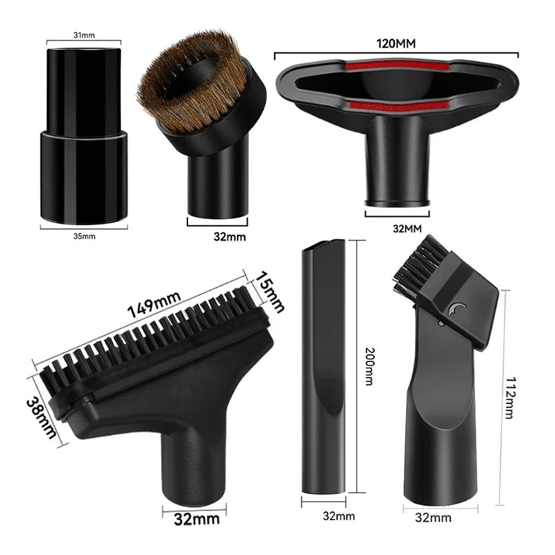 For Universal Vacuum Cleaner Brush Nozzle 32 &35mm Brush Head Cleaning Tool Long Flexible Flat Slim Suction Nozzle Head For Bed