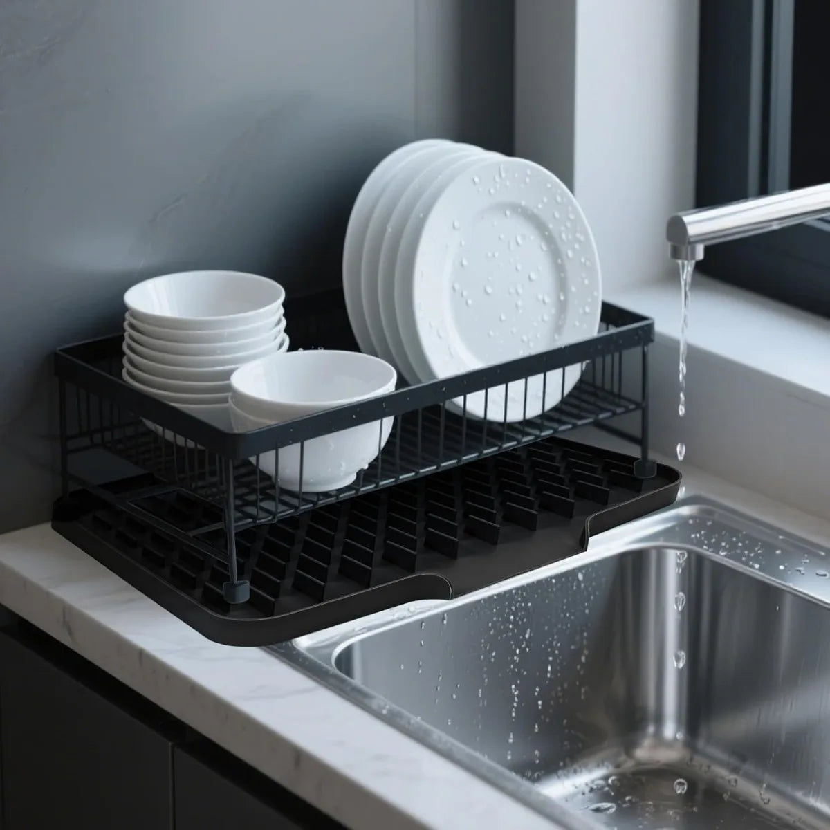 Silicone Kitchen Drain Mat with Built in Drainage Easy Clean for Countertops Sinks Refrigerators Home Accessory Tool