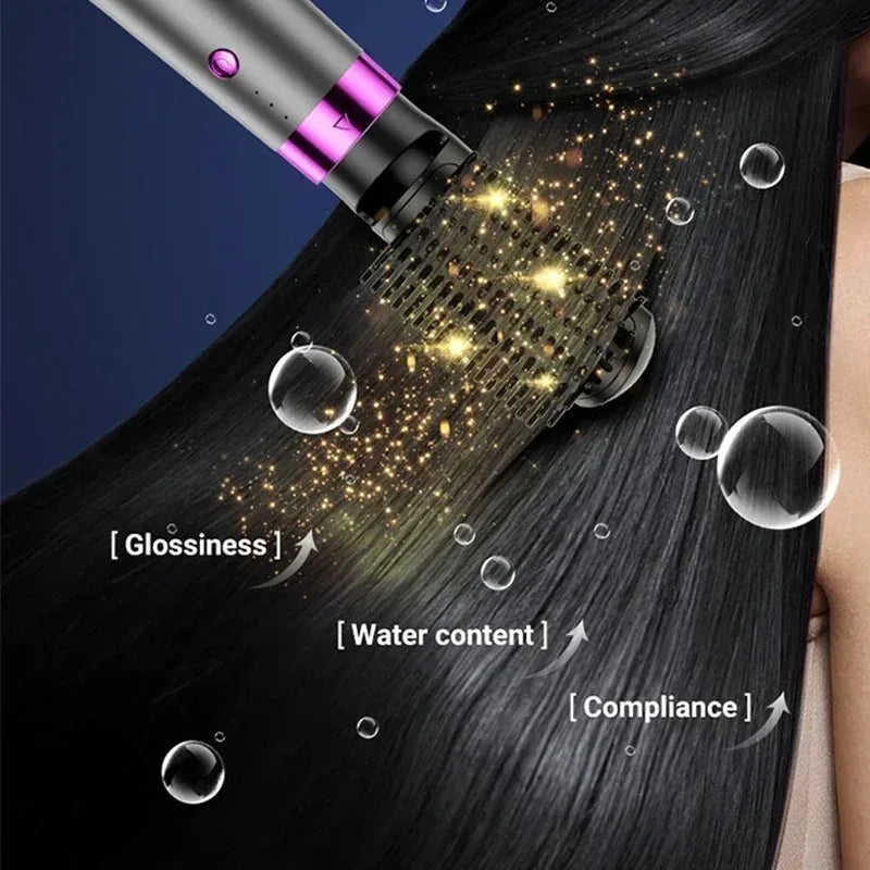 Travel Hair Dryer 5-in-1 with Straightener Curler Negative Ion Fast Drying Strong Wind 110V-220V for Home Salon Use