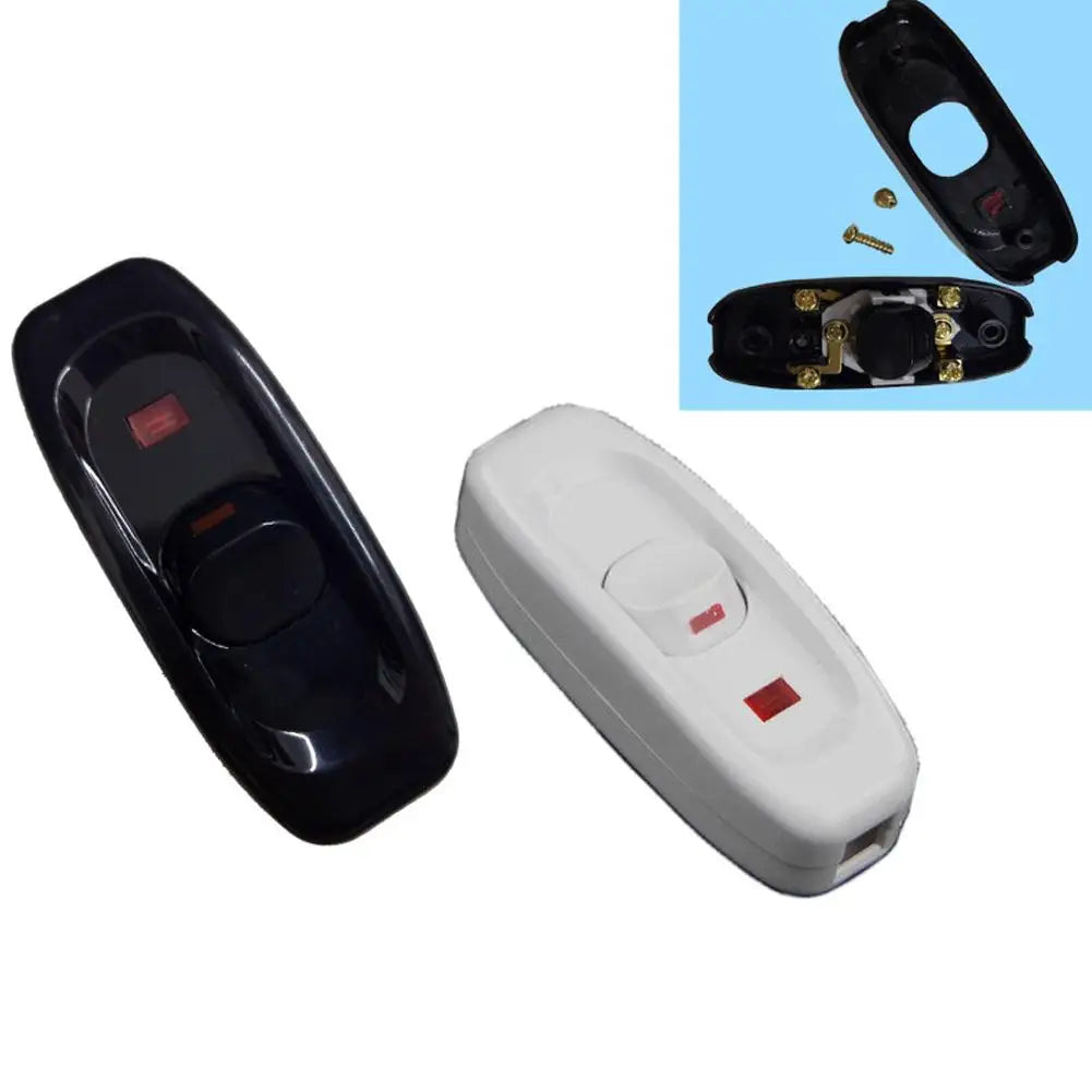 AC 240V 10A Bedside Lamp Switch Inline ON/OFF LED Indicator Light Button Table Lamp Cord Cable Switches