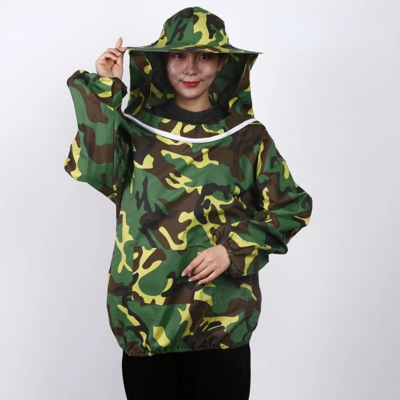 Foldable Beekeeping Suit Jacket Veil Set Double Zippered Beekeeping Protective Suit anti-bee Beekeeper Clothing with Hat