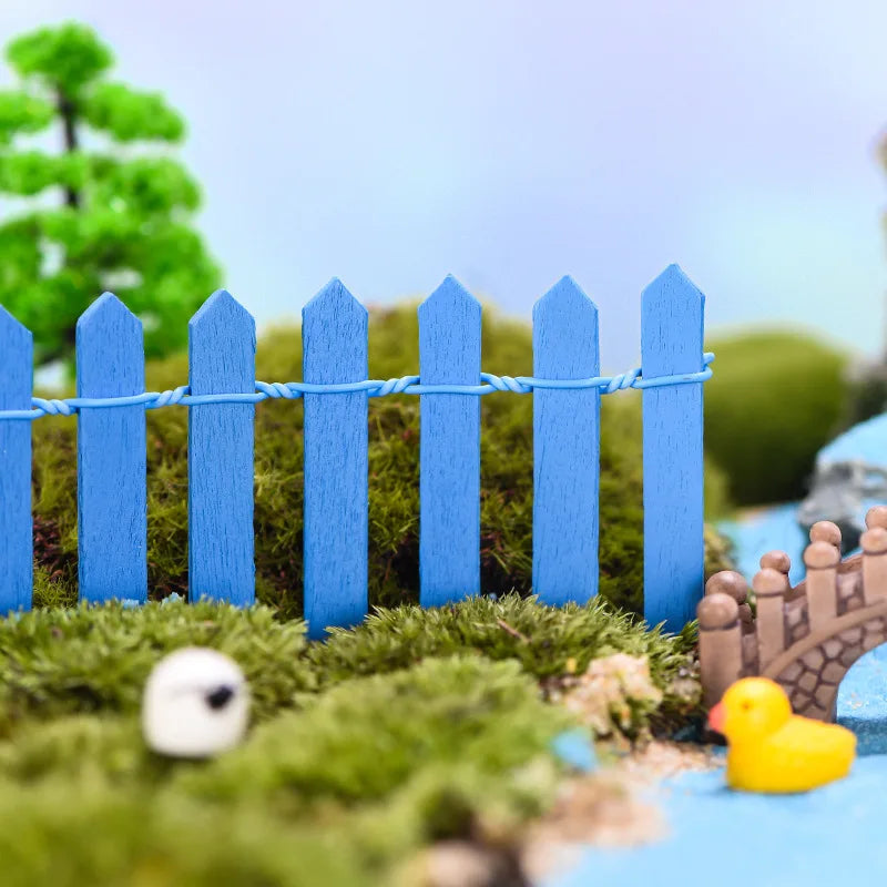 1pc Mini Fence, Garden And Bonsai Decoration Fairy Tale Garden Fence Wooden Decoration, DIY HandicraftProject Mini Picket Fence