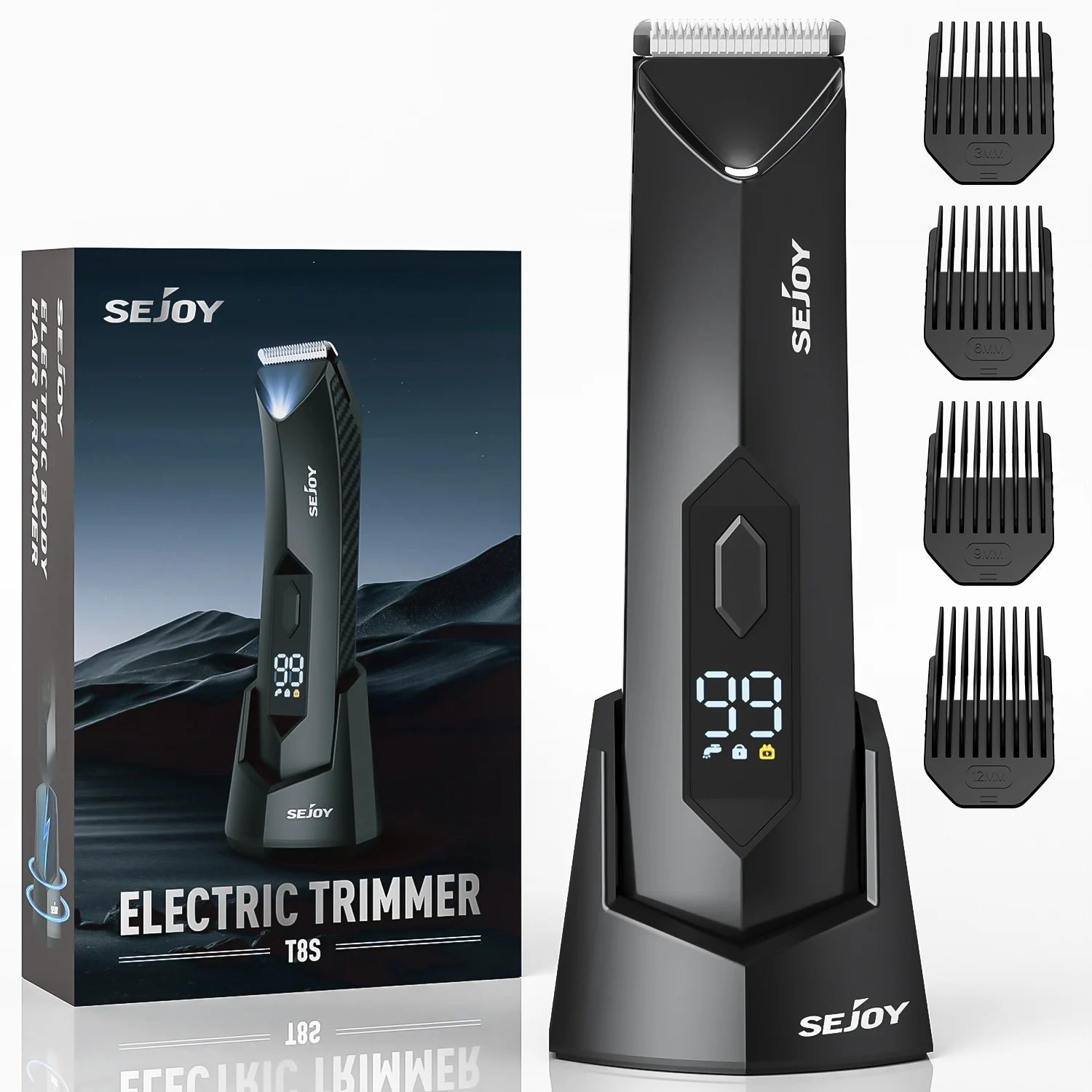 Body Hair Trimmer for Men,Pubic Hair Trimmer with LED Light - Electric Ball Shavers with Ceramic Blades & Travel Lock - Body Groomer IPX7 Waterproof Wet/Dry Use for Groin/Chest/Legs
