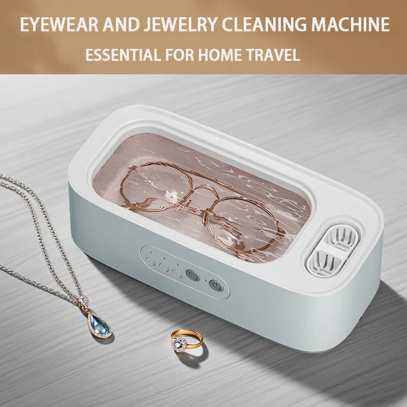 Upgrade Ultrasonic Cleaner 48Khz High Frequency White Machine for Contact Lens Glasses Jewelry Cleaning