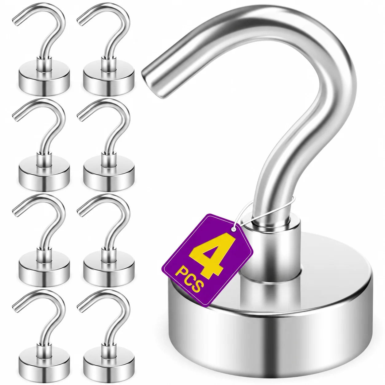 4/6/8 Pcs 30lb 0.47 inch Heavy Duty Strong Magnet Hooks for Refrigerator, Cruise Cabin, Grill, Kitchen, Garage, Office, Ceiling