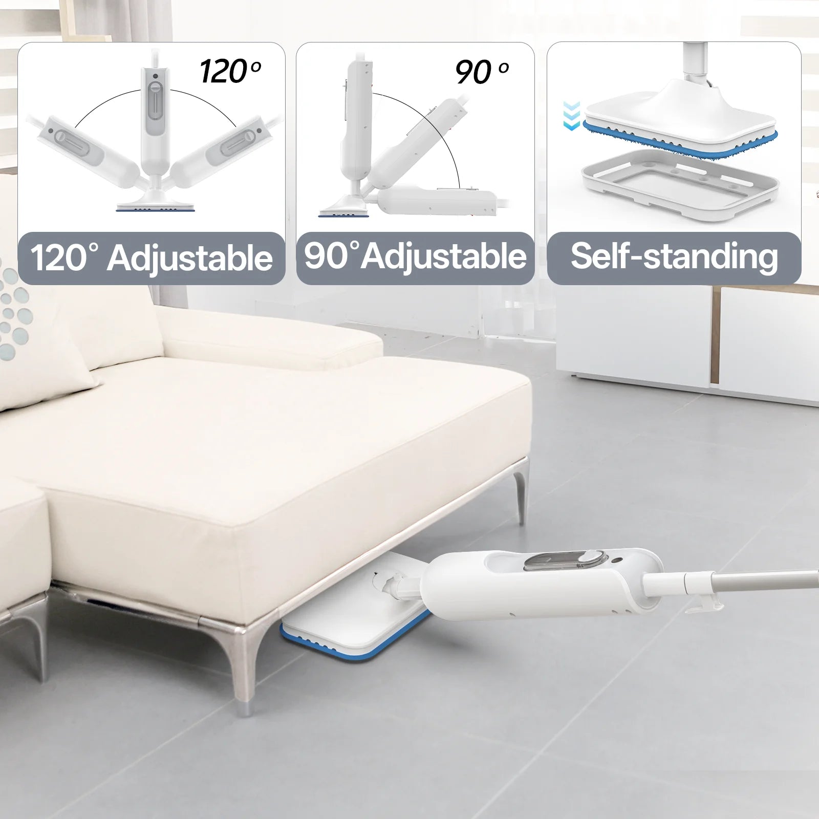 INSE F2 Steam Mop Powerful 12-in-1 Handheld Scrubbing Steam Cleaner High Temperature Detachable Steam Mop for Hardwood Carpet