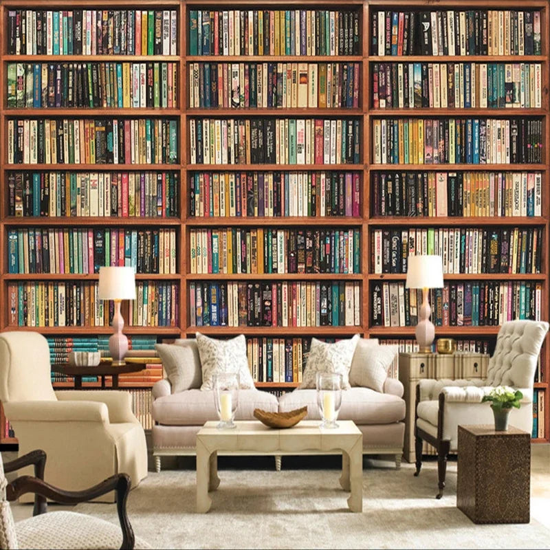 Custom Photo Wallpaper 3D Stereo Bookshelf Mural Living Room Study Library Backdrop Wall Covering 3D Papier Peint Home Decor