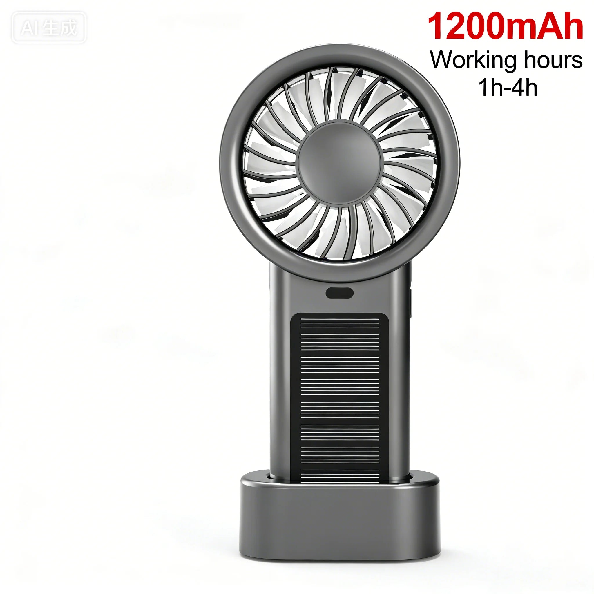 Solar Handheld Fan Small Dekstop Fan USB Light Rechargeable Portable Mini Air Cooling Hand Fan for Outdoor Camping Travel Hiking