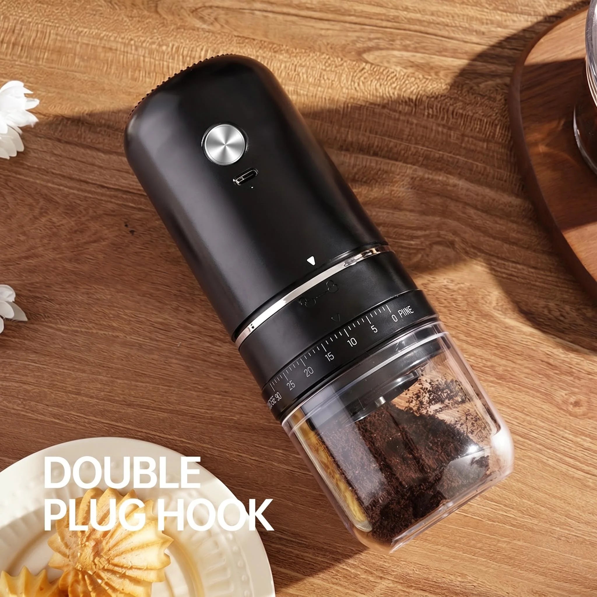Portable Rechargeable Electric Coffee Grinder, External Adjustable Grind Mill for Espresso & Hand Pour Coffee