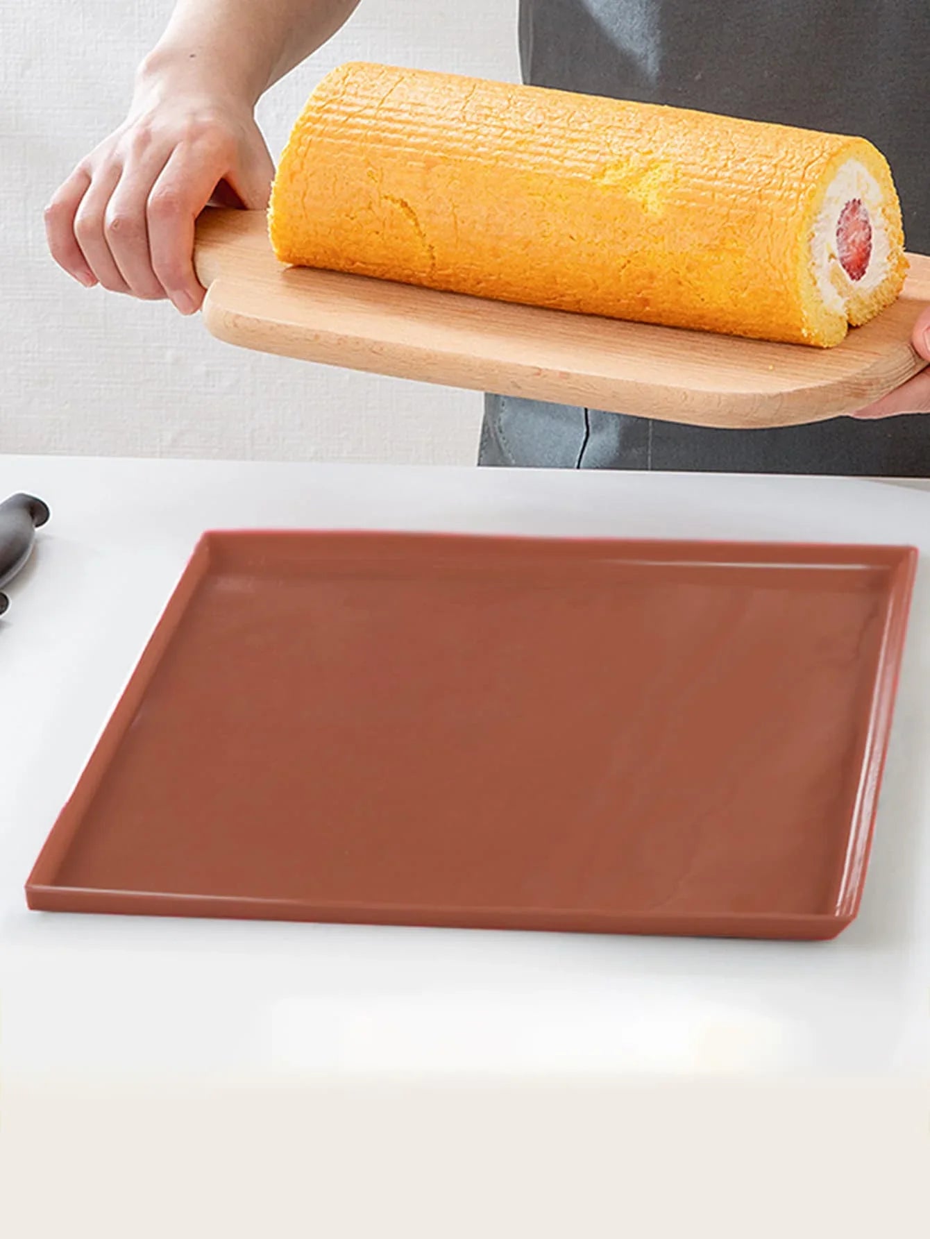 1PC  Multifunctional Silicone Cake Roll Mat Bakeware Tray Pan Painted Pad Pastry Swiss Roll Baking Mold Tool for Kitchen