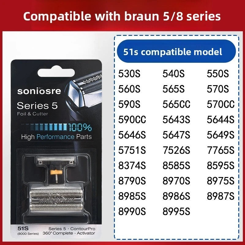 51S/51B Shaver Razor Foil Cutter Blade Fits For Braun WaterFlex Series 5 Shavers 8000 WFS1/2 530 550 590 5643 5645 8985 5646/7/9