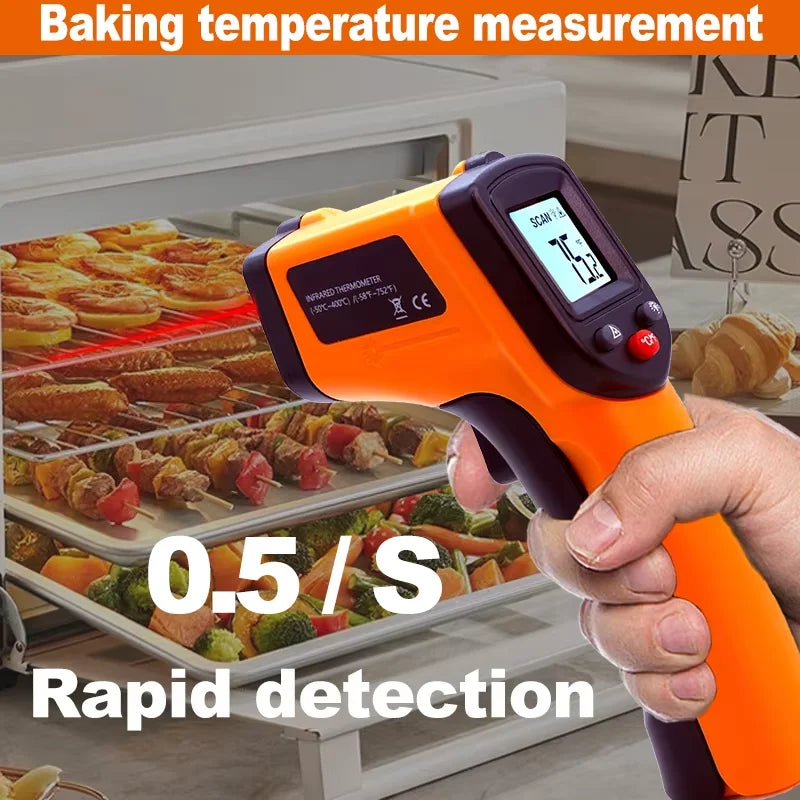 Infrared Thermometer Industrial High-Precision Temperature Gun Electronic Water and Oil Temperature Meter for Kitchen and Baking