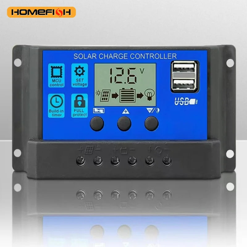 12V/24V 10A 30A Solar Charge Controller PWM & MPPT Dual Mode LCD Display Adjustable Timer Solar Panel Battery Regulator Hot Sale