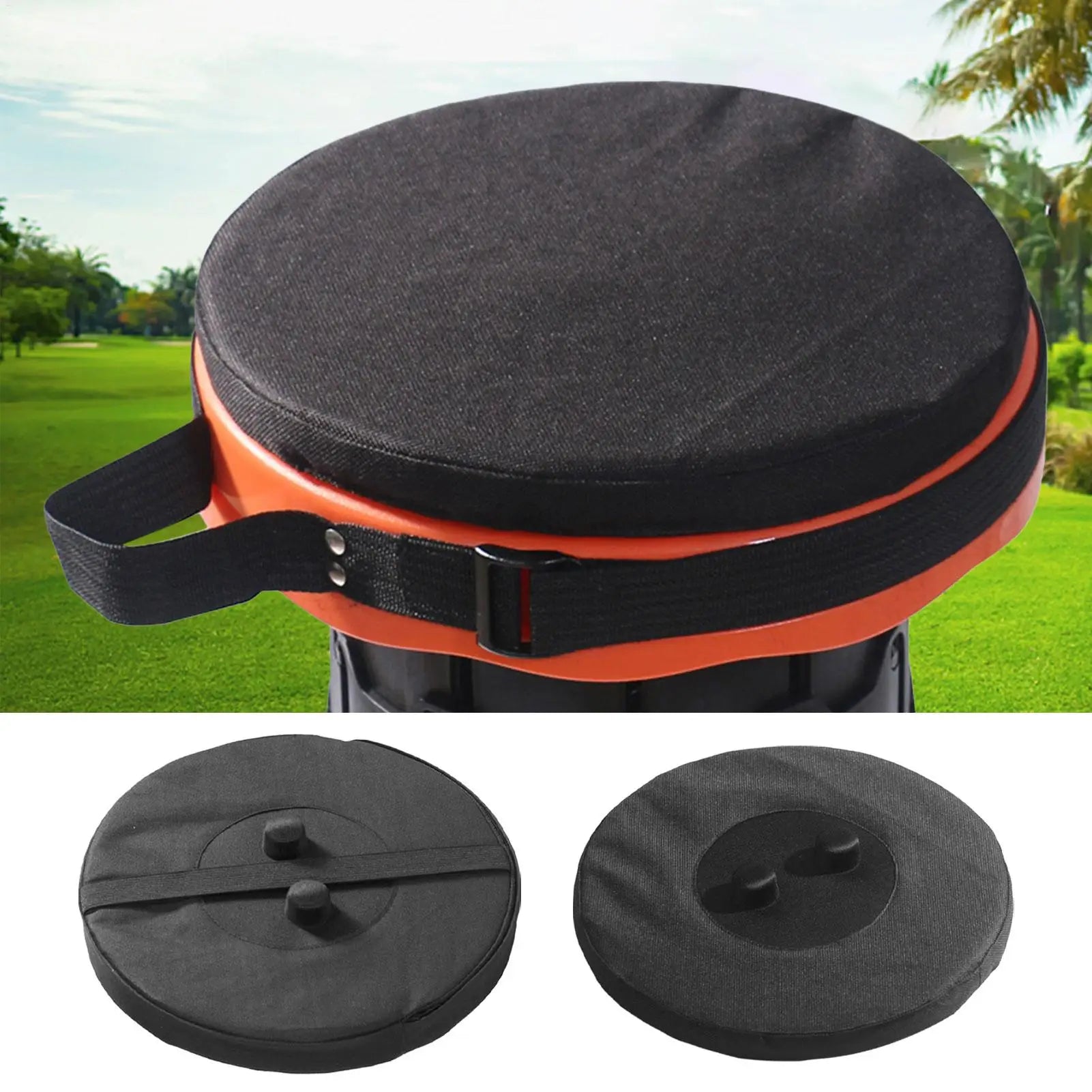 Telescopic Stool Cushion, Round Thickened Folding Seat Cushion Easy to clean with Memory Foam Non-slip Camping Stool 2 Pack
