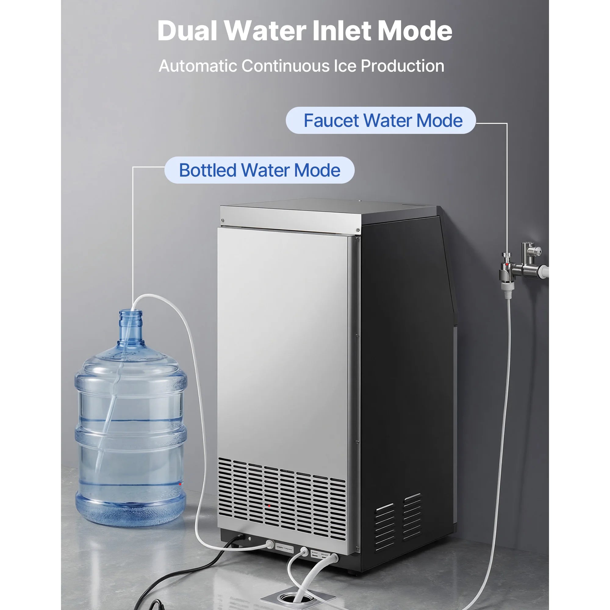 SucceBuy Commercial Ice Maker Machine 120/150 lbs/24h with 30 lbs Storage Capacity Built-in/Freestanding/Under Counter for Home