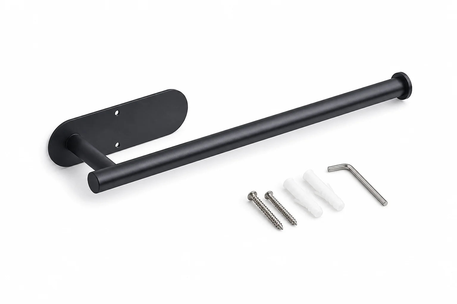 Homefish Black Sliver Adhesive Kitchen Paper Towel Holder Toilet Roll Napkin Tissue Rack Bathroom Accessory