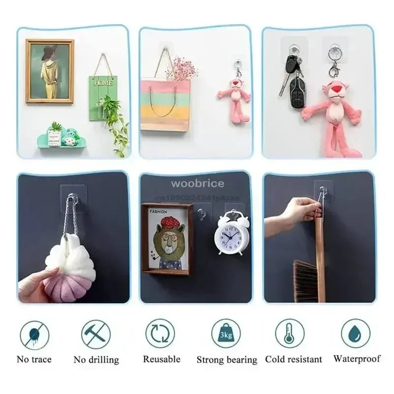 Punch-Free Screw Stickers Wall Picture Non-Marking Hook Invisible Traceless Picture Hanging Kitchen Bathroom Hanger Hook