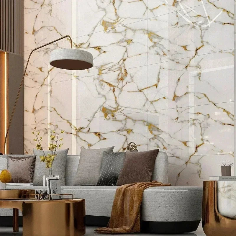 10PCS 3D Marble Effect Tile Stickers Waterproof Self Adhesive Panels for Bathroom Kitchen Wall Floor Renovation Home Decor