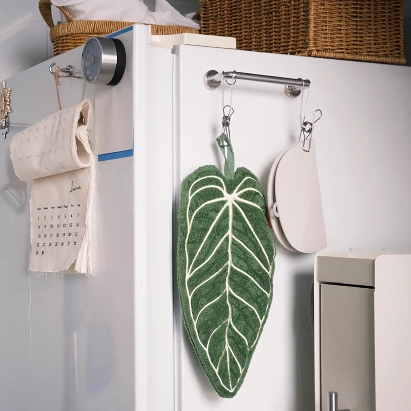 Ultra-Absorbent Plant Towels Quick-Dry Hand Towel Bathroom Kitchen Towel Tropical Leaf Design Hand/Thumb Towel with Hanging Loop