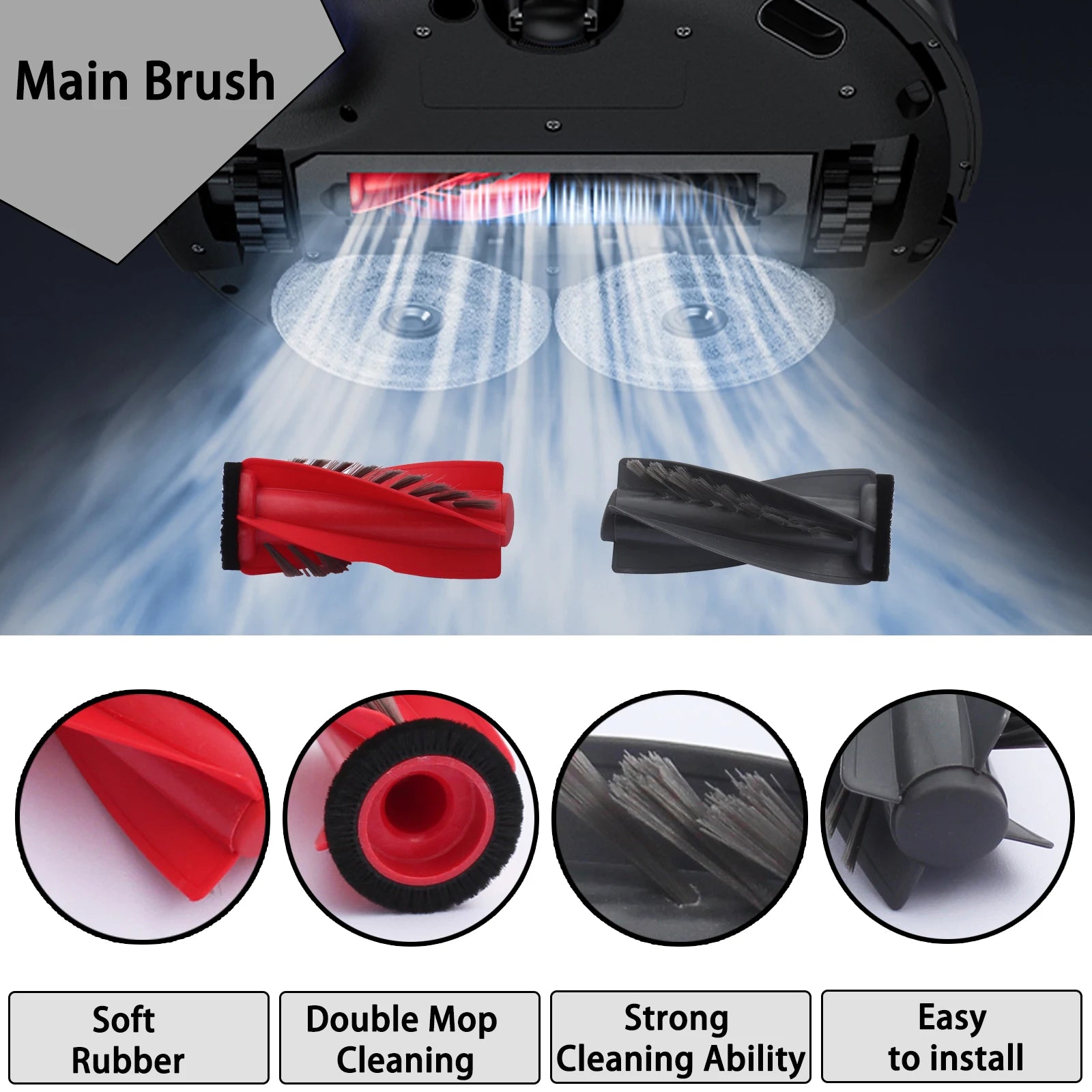 Original Roborock Accessories Main Brush*2 For Qrevo Curv/QRevo S5V/QRevo Curv S5X/QRevo Edge S5A/P20 Pro/Saros 10R/Saros 10
