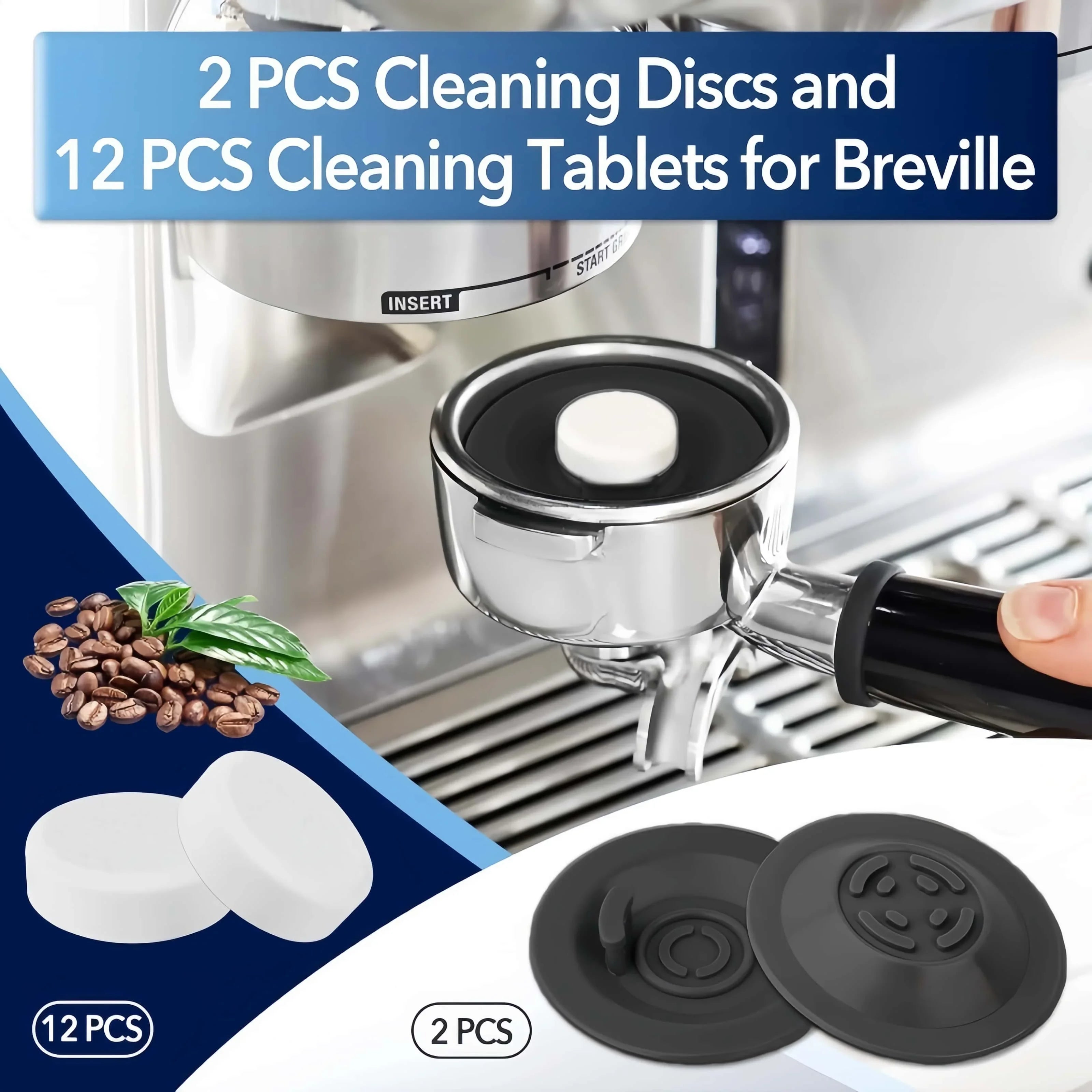Espresso Machine Cleaning Kit 54mm for Breville - Includes Backflush Disc and Cleaning Tablets, Compatible with Ninja Luxe Cafe