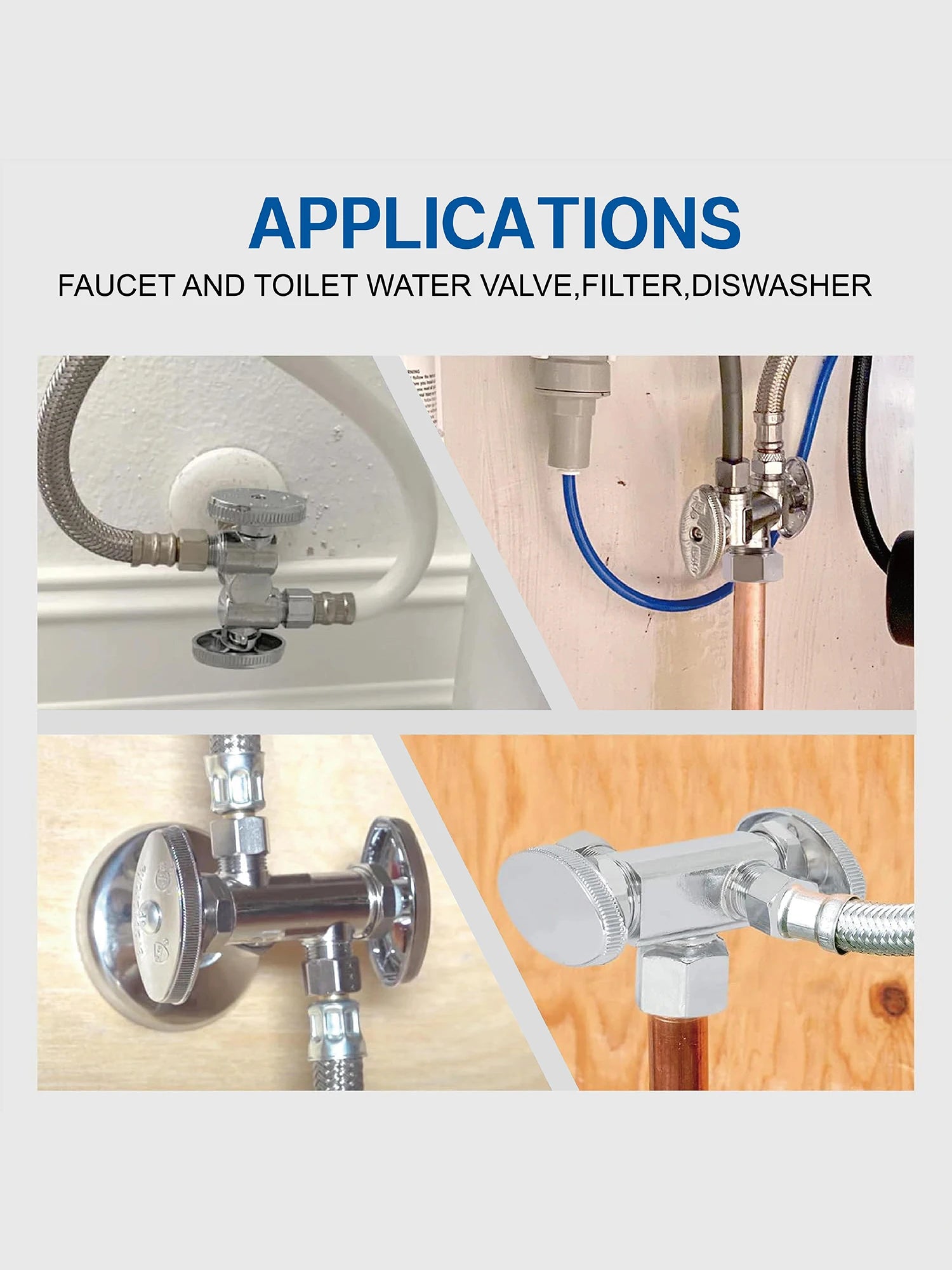 KING SMART 3/8" * 5/8" * 3/8" Comp. OD; 1/4 Turn Dual Handle Compression Stop Valve; 2Pcs/Case; 80407