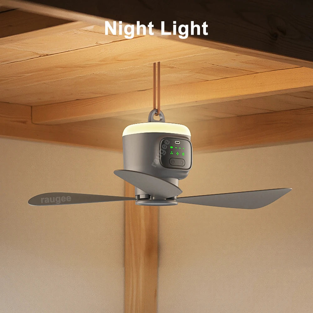 12000mAh Ceiling Fans Portable Camping Fan Tent Air Circulator Cooler Outdoor Rechargeable Electric Fan LED Light Remote Control