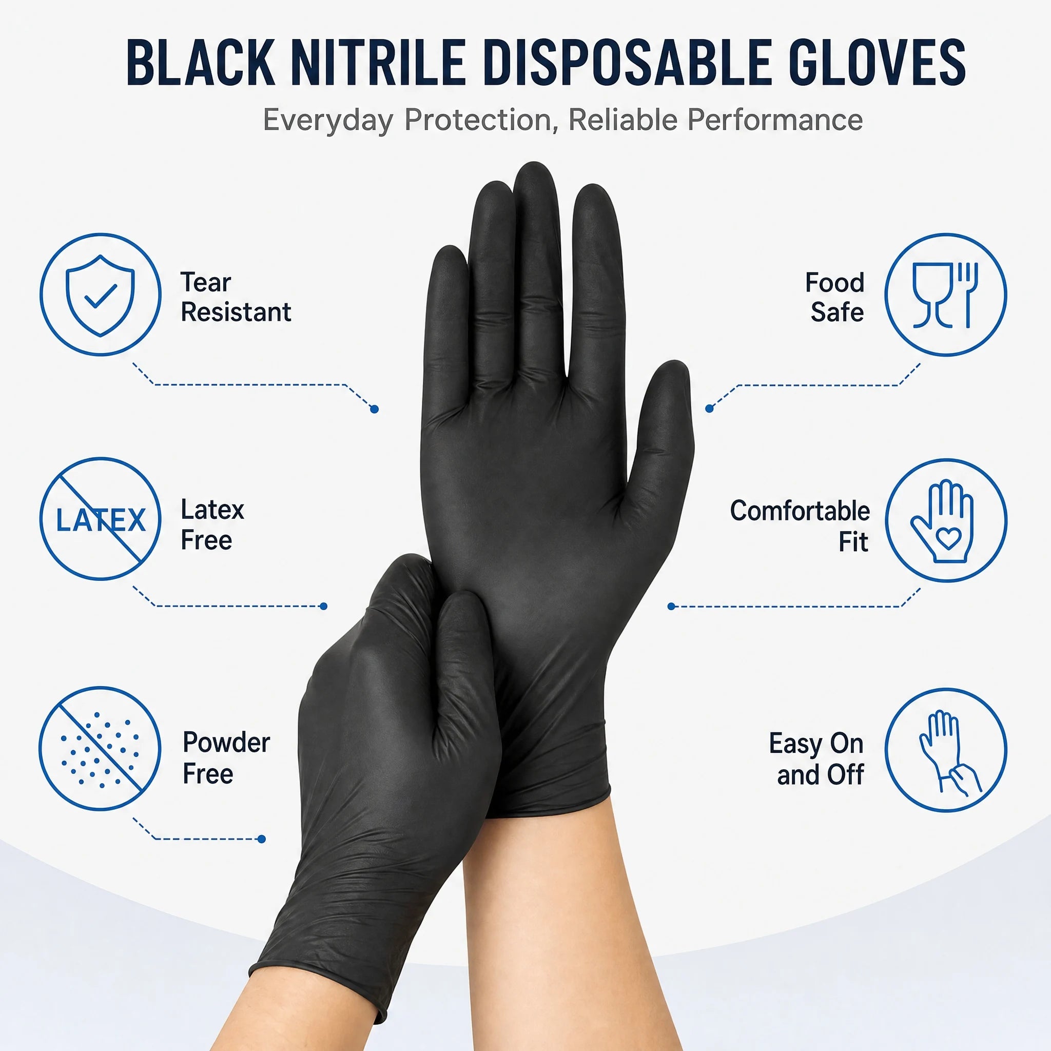 Nitrile Gloves Disposable Black 100PCS,Heavy Duty Work Gloves for Kitchen,Cleaning,Workshop-A Practical Valentine's DayEssential
