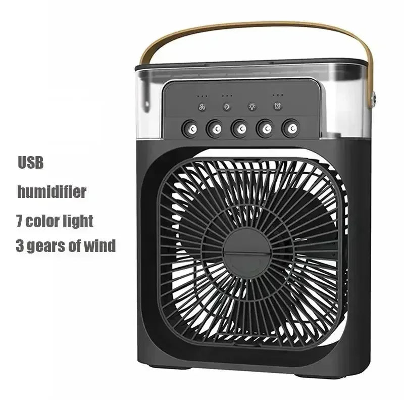 New 3 In 1 Mini Air Cooler Portable Fan Air Conditioner Humidifier with LED Night Light Adjustable Wind Speed Desktop CoolingFan