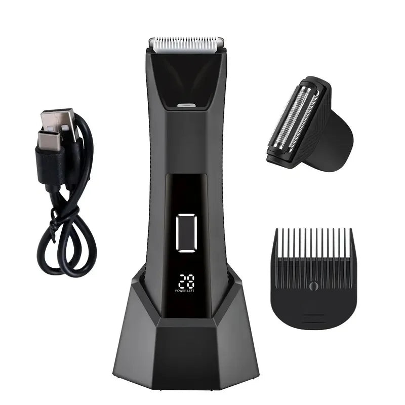 2 IN 1 Painless Face Shaver Bikini Mens Body Trimmer IPX6 Waterproof Ball Trimmer Rechargeable Electric Shaver