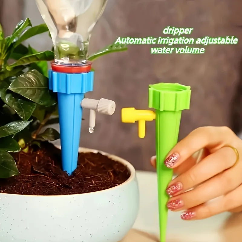 10 Automatic Water Spray Adjustable Plant Watering Nozzles with Slow-release Control Valve Switches, Outdoor and Vacation Lazy