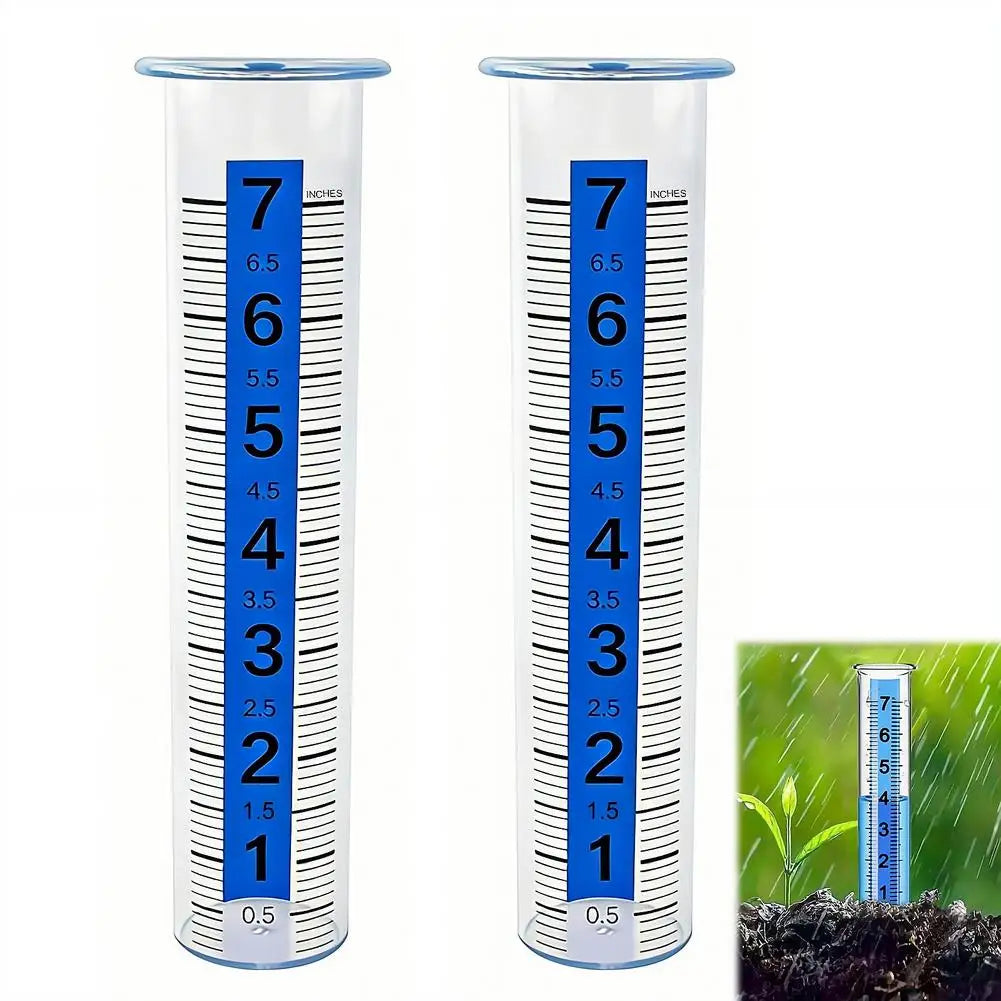 1/2PCS Rain Gauge 7" Capacity Clear Water Gauge for Rain with Large Numbers Scale Crack-Resistant Outdoor for Yard Garden Lawn