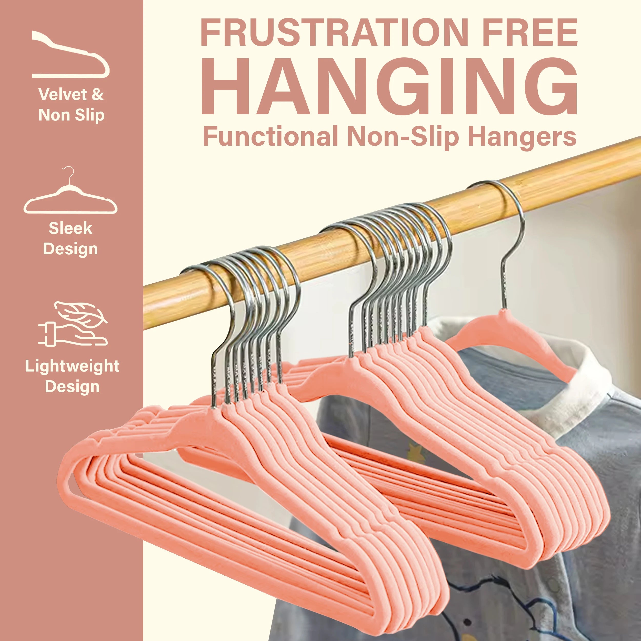 🇺🇸 USA Local Fast Shipping Lux Decor Velvet Hangers 50/100 Pack, Heavy Duty Non-Slip with 360° Swivel Hook for Clothes Coats