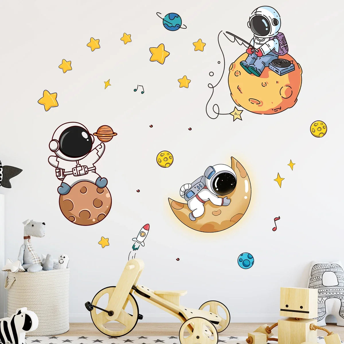 1pc Cartoon Planet Moon Star Astronaut Wall Stickers for Kids Room Children Room Bedroom Living Room Home Decoration Wall Decal