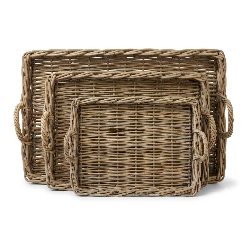 Cole Farmhouse Rattan Serving Tray