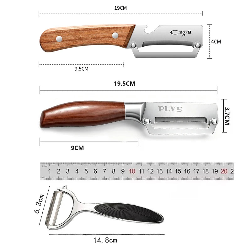 Stainless Steel Peeler for Peeling and Slicing Fruits and Vegetables Multifunctional Vegetable Peeler Kitchen Scraping Tools