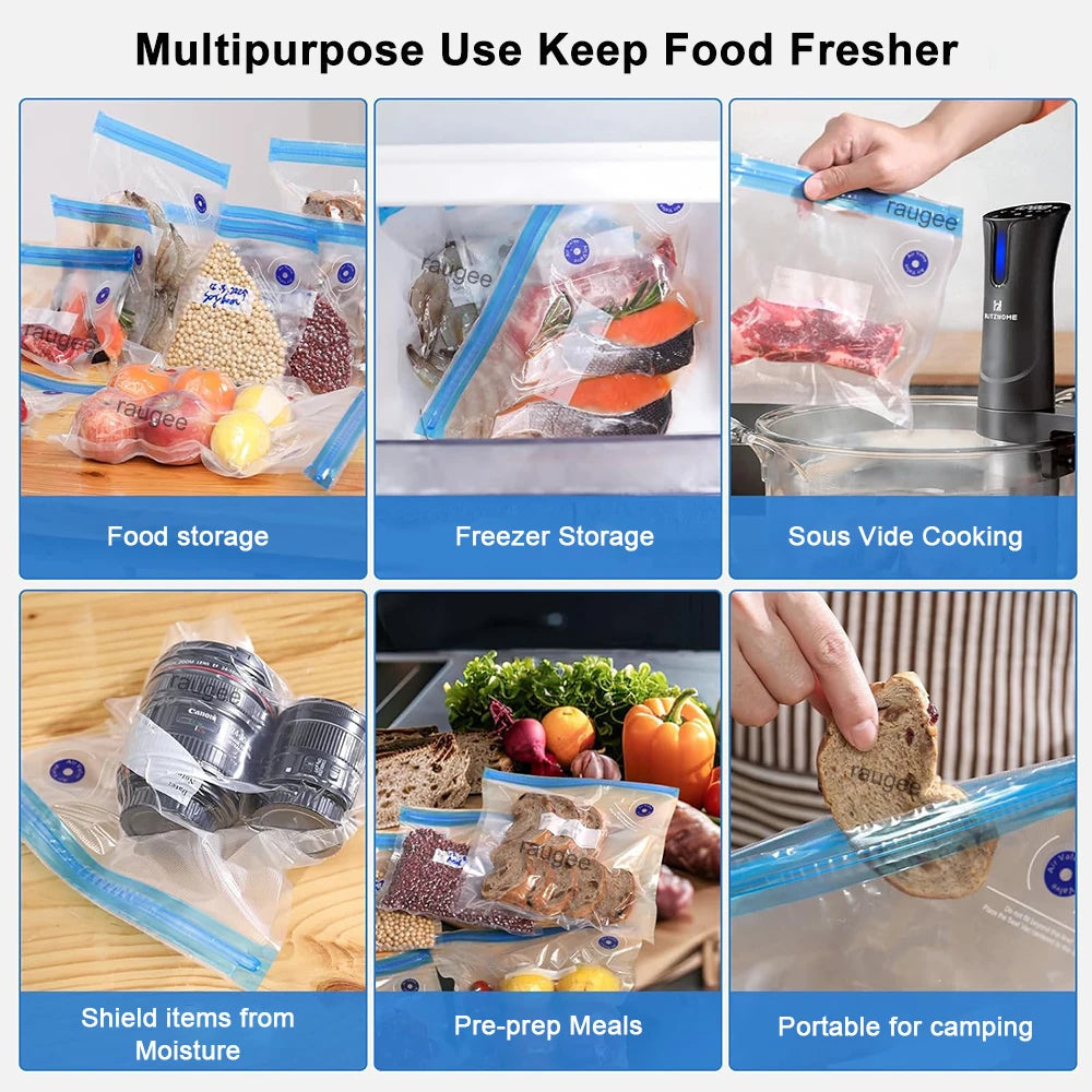 Vacuum Sealer Bags Vacuum Packaging Bag Food Reusable Vacuum Food Fresh Storage Bag BPA Free Vacuum Zipper Bags 10Pcs 30Pcs